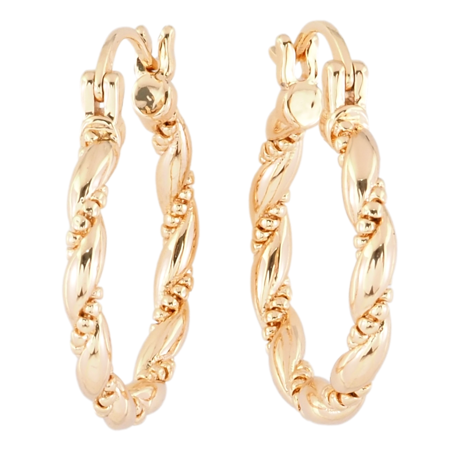 Сережки Xuping M&L Колір 18K кільця (конго) Декоративний візерунок ø 2.4см фото №1