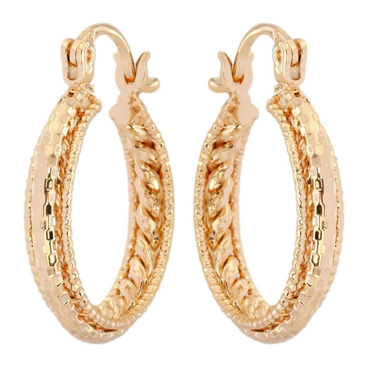 Сережки Xuping M&L Колір 18K кільця (конго) Декоративний візерунок ø 2.2см фото №4