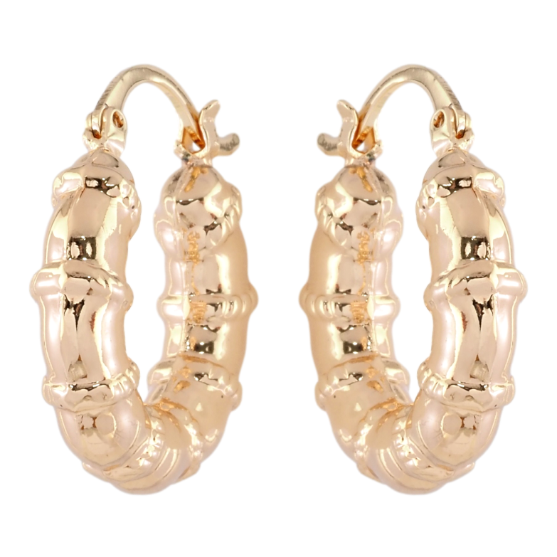 Сережки Xuping M&L Колір 18K кільця (конго) Об'ємні з візерунком ø 2.5см фото №1