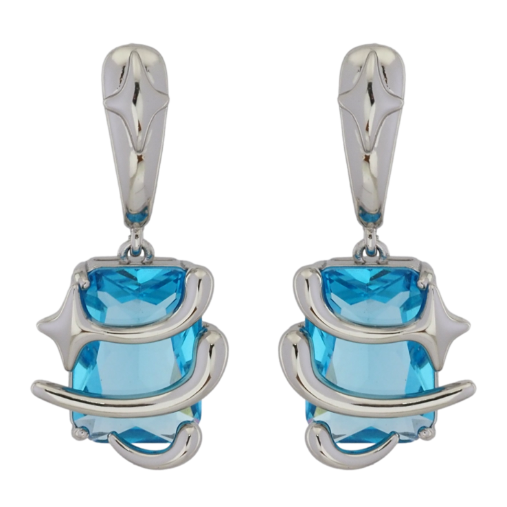 Серьги Xuping Родий пусеты Подвески с голубыми фианитами фото №24