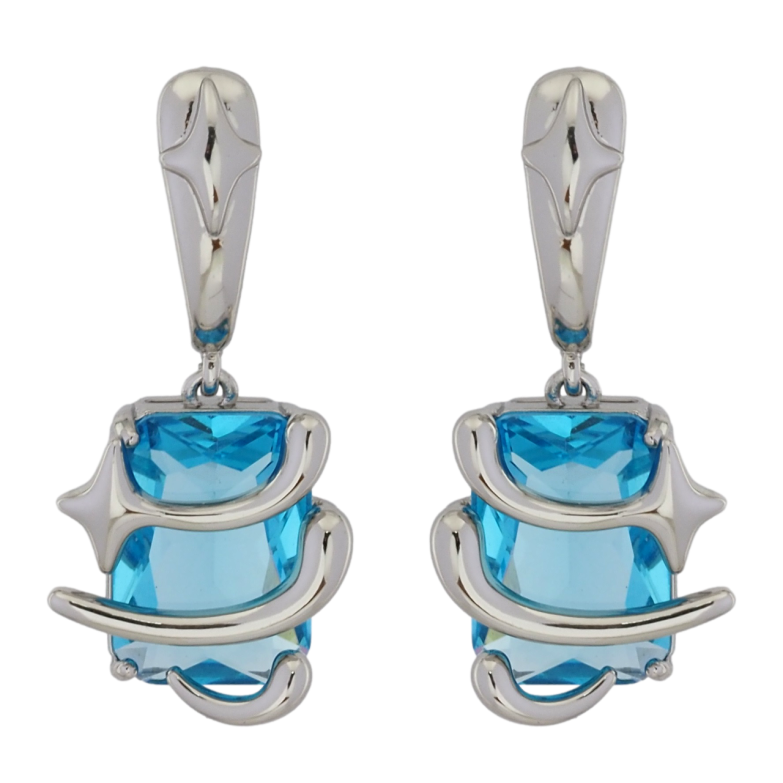 Сережки Xuping Родій пусети Підвіски з блакитними фіанітами фото №1