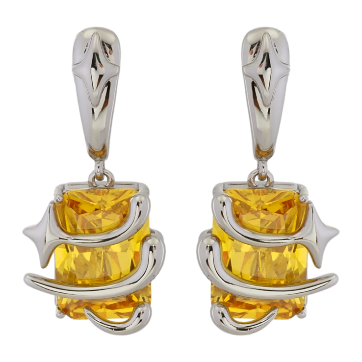 Серьги Xuping Родий пусеты Подвески с желтыми фианитами фото №20