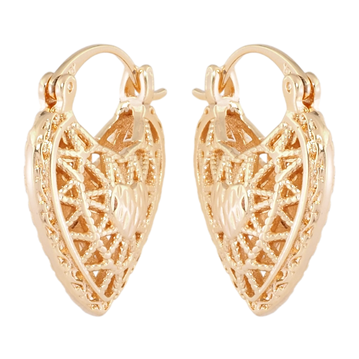 Сережки Xuping M&L Колір 18K замок-шпилька Сердечка з різьбленим візерунком фото №10 Сережки Xuping M&L Колір 18K замок-шпилька Сердечка з різьбленим візерунком фото №10