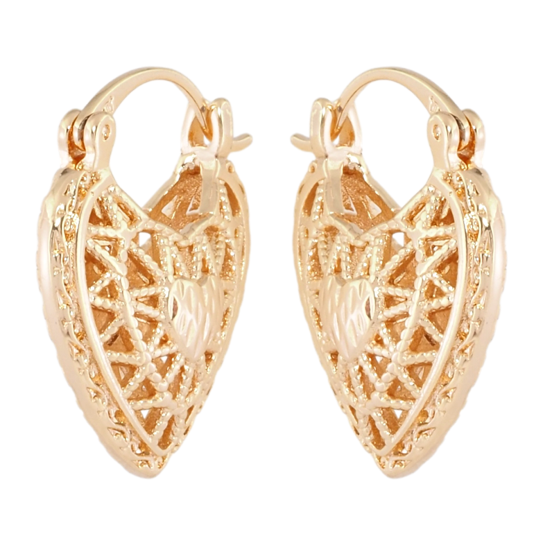 Серьги Xuping M&L Цвет 18K замок-булавка Сердечки с резным узором фото №1