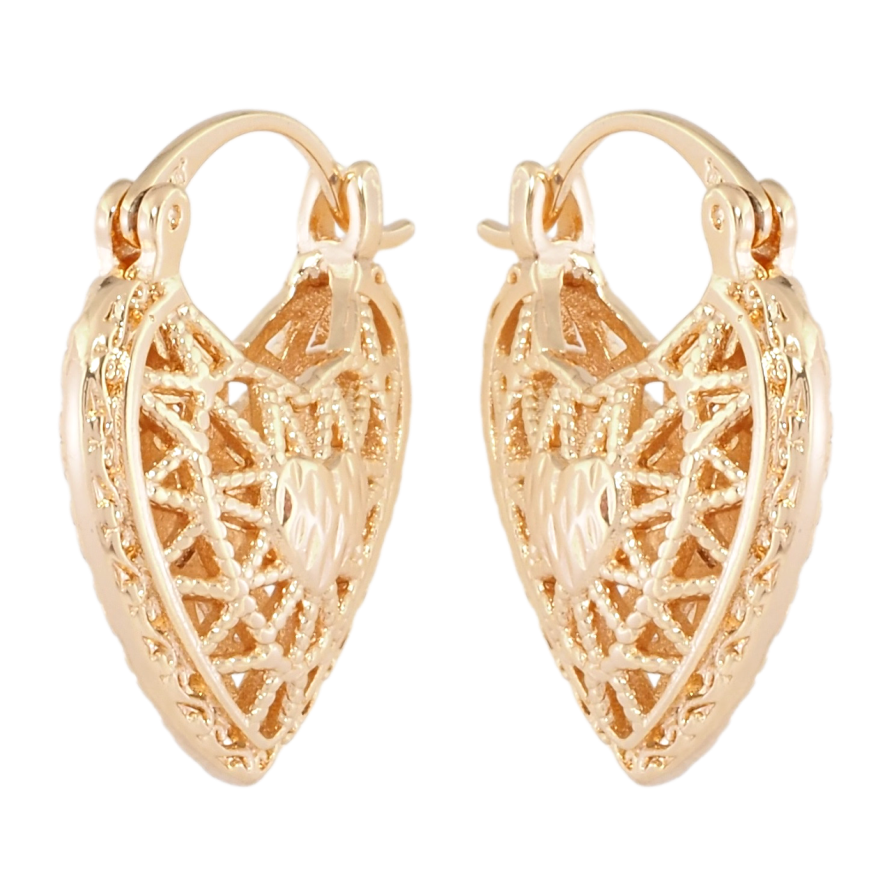 Сережки Xuping M&L Колір 18K замок-шпилька Сердечка з різьбленим візерунком фото №1