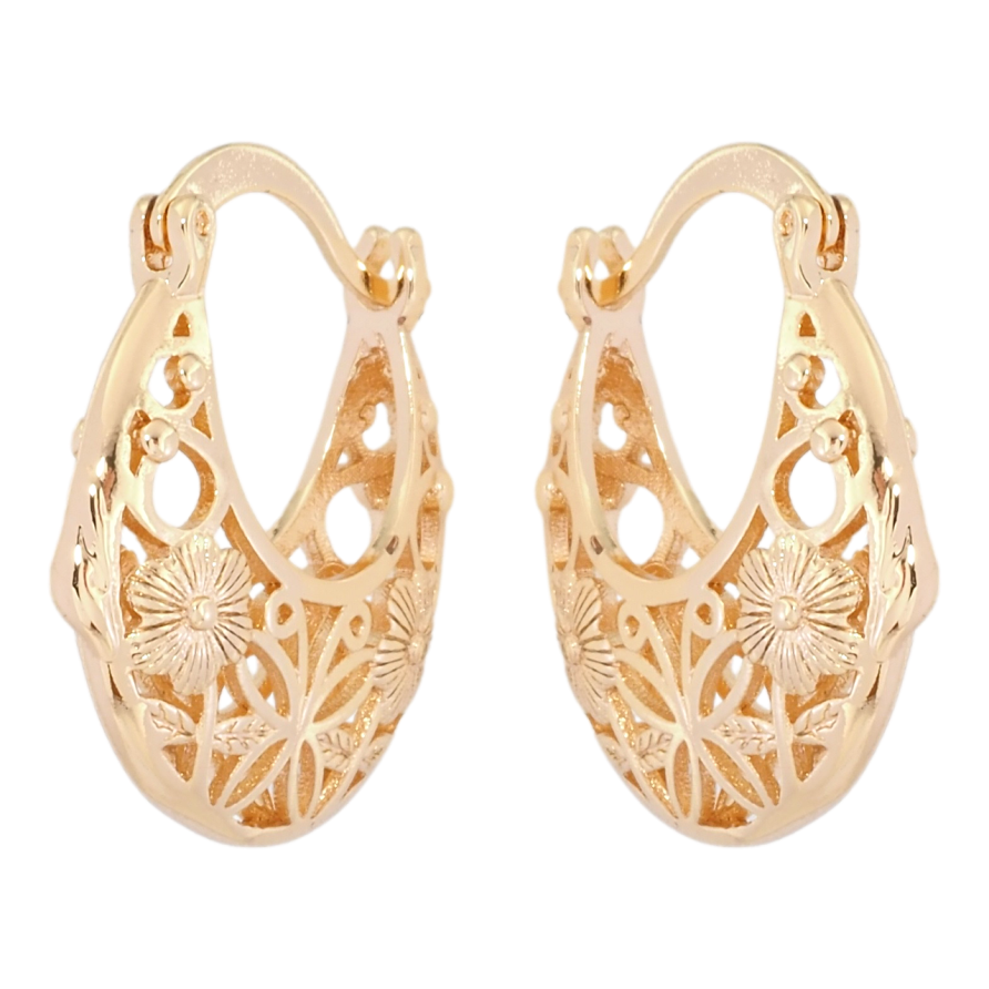 Сережки Xuping M&L Колір 18K замок-шпилька Різьблений квітковий орнамент фото №1