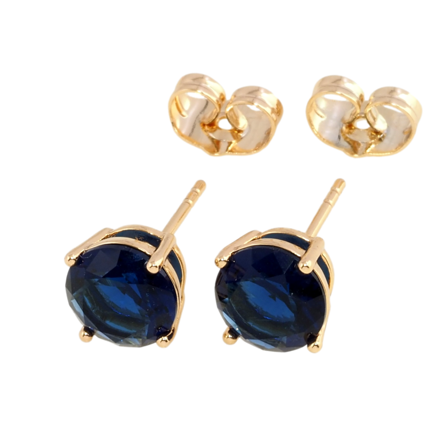 Серьги Xuping Позолота 18K пусеты Синие фианиты в 4-х крапановой оправе ø 8мм фото №1 Серьги Xuping Позолота 18K пусеты Синие фианиты в 4-х крапановой оправе ø 8мм фото №1
