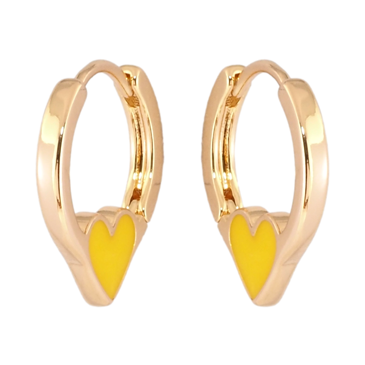 Серьги Xuping Позолота 18K колечки Сердечки с желтой эмалью фото №11