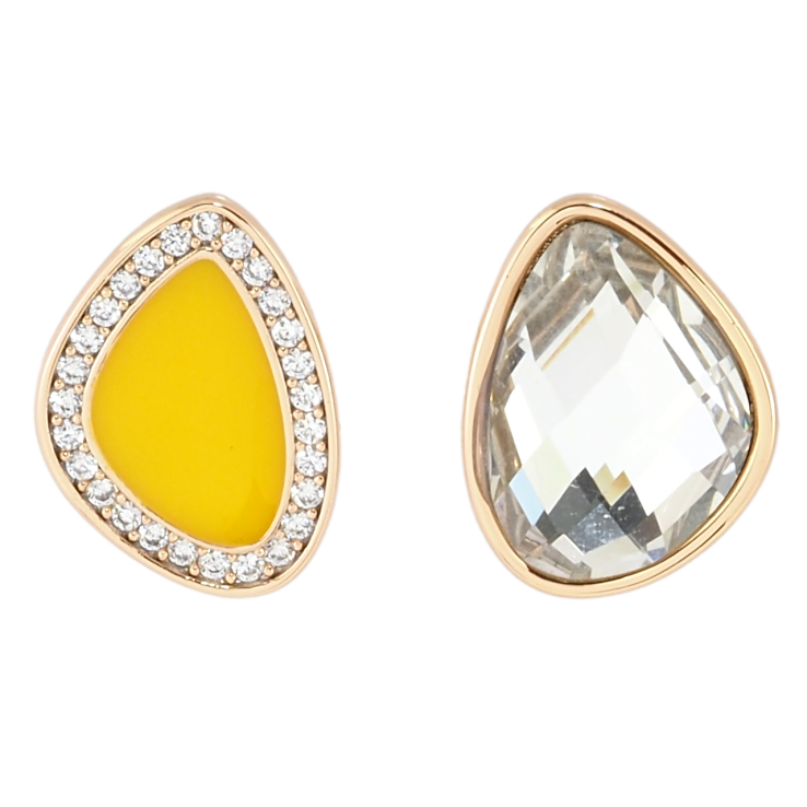 Сережки Xuping колір 18K пусети Асиметричні кристал і жовта емаль фото №23