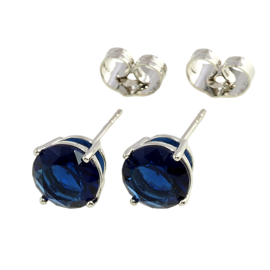 Серьги Xuping Родий пусеты Синие фианиты в 4-х крапановой оправе ø 8мм фото №1