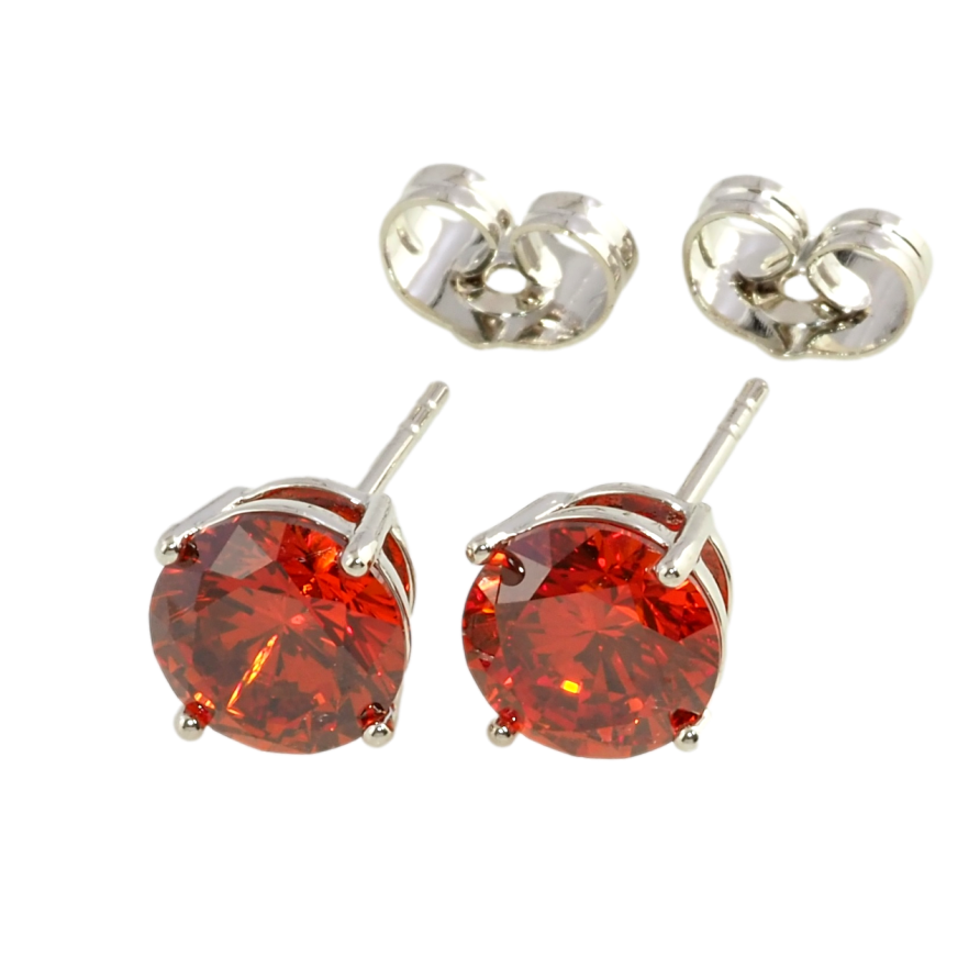 Серьги Xuping Родий пусеты Красные фианиты в 4-х крапановой оправе ø 8мм фото №1