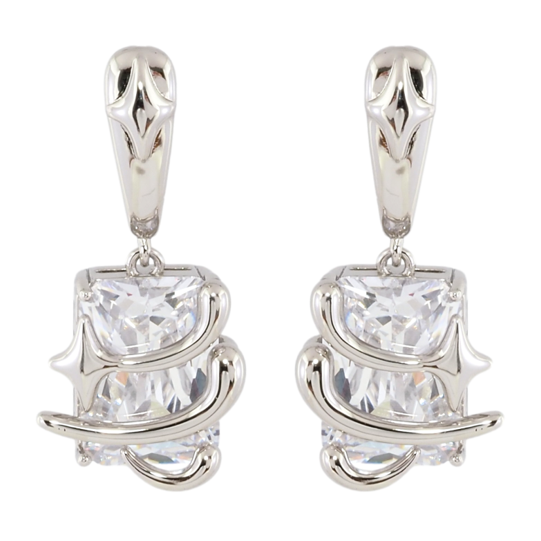 Серьги Xuping Родий пусеты Подвески с фианитами фото №1 Серьги Xuping Родий пусеты Подвески с фианитами фото №1