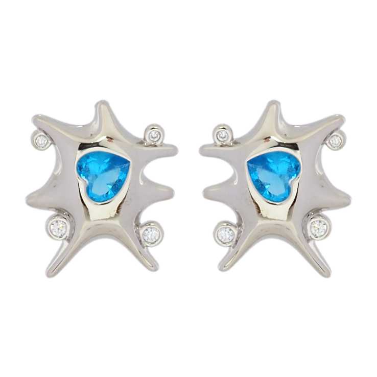 Серьги Xuping Родий пусеты Декоративные с голубыми кристальными сердечками фото №13 Серьги Xuping Родий пусеты Декоративные с голубыми кристальными сердечками фото №13