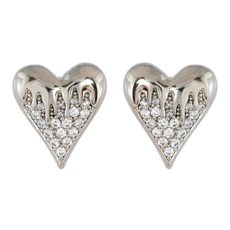 Серьги Xuping Родий пусеты Сердечки с инкрустацией цирконием фото №18