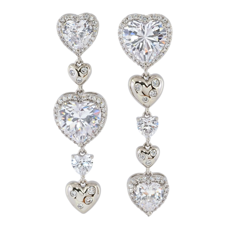 Сережки Xuping Родій пусети Асиметричні кришталеві сердечка фото №2 Сережки Xuping Родій пусети Асиметричні кришталеві сердечка фото №2