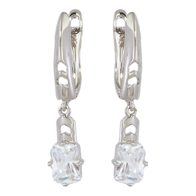 Серьги Xuping Родий английский замок Кристальные подвески фото №1