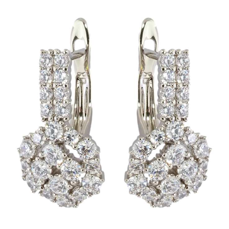 Серьги Xuping Родий английский замок Инкрустация цирконием фото №6