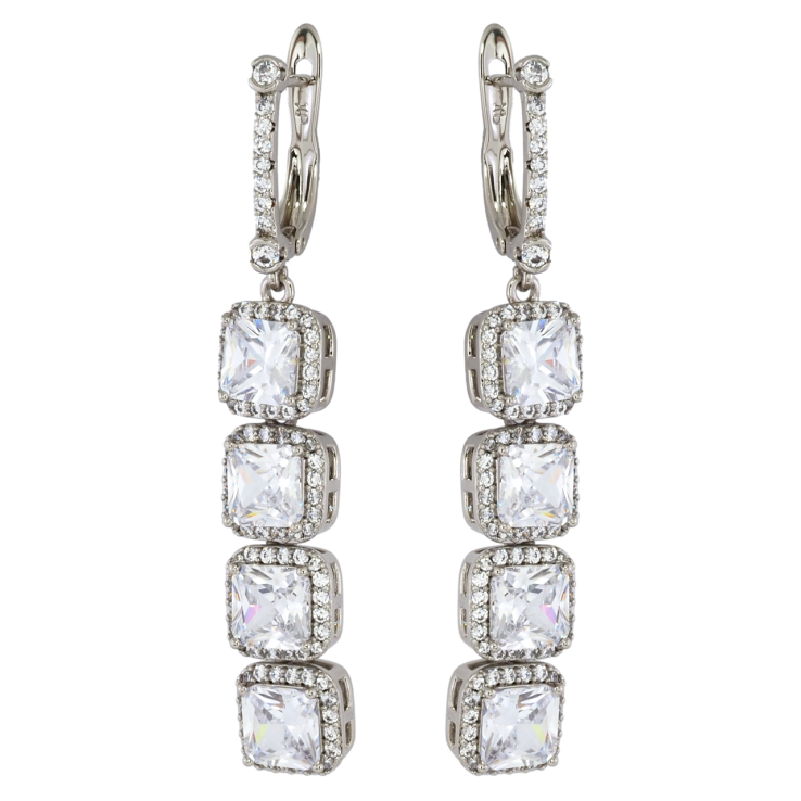 Серьги Xuping Родий английский замок Подвески с фианитами фото №4