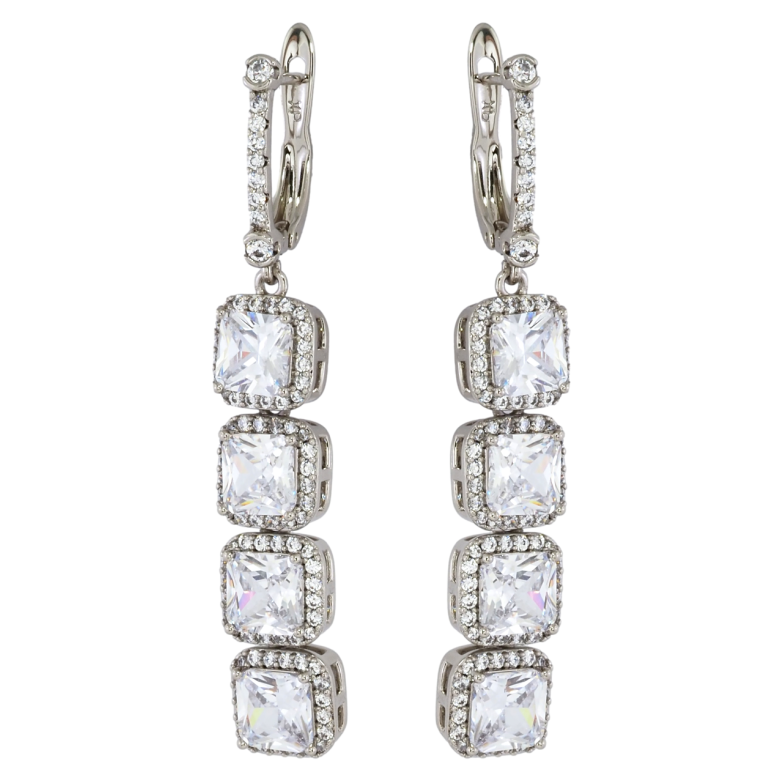 Сережки Xuping Родій англійський замок Підвіски з фіанітами фото №7