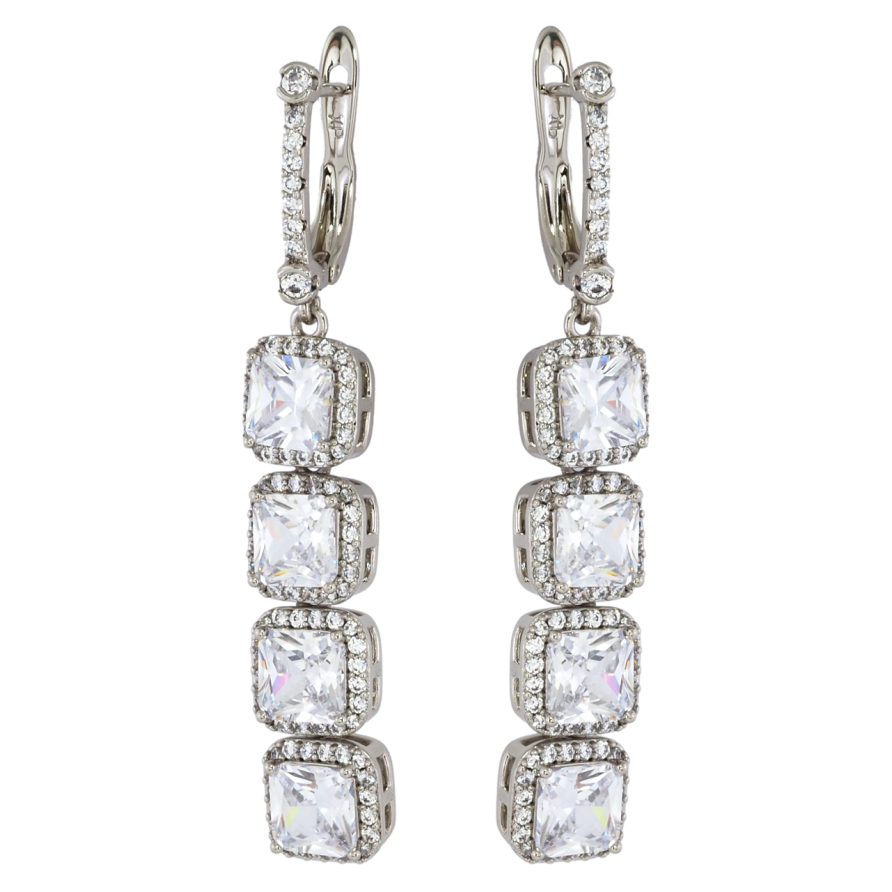 Сережки Xuping Родій англійський замок Підвіски з фіанітами фото №1