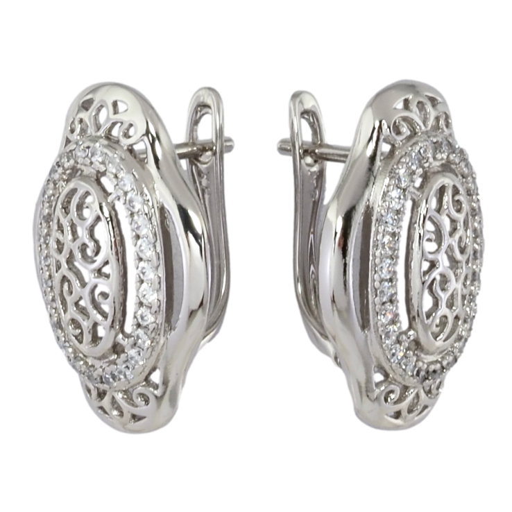 Серьги Xuping Родий английский замок Резной узор с цирконием фото №20