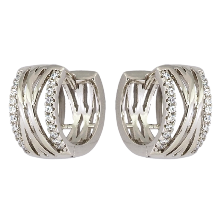 Серьги Xuping Родий колечки Узор с дорожками циркония фото №12