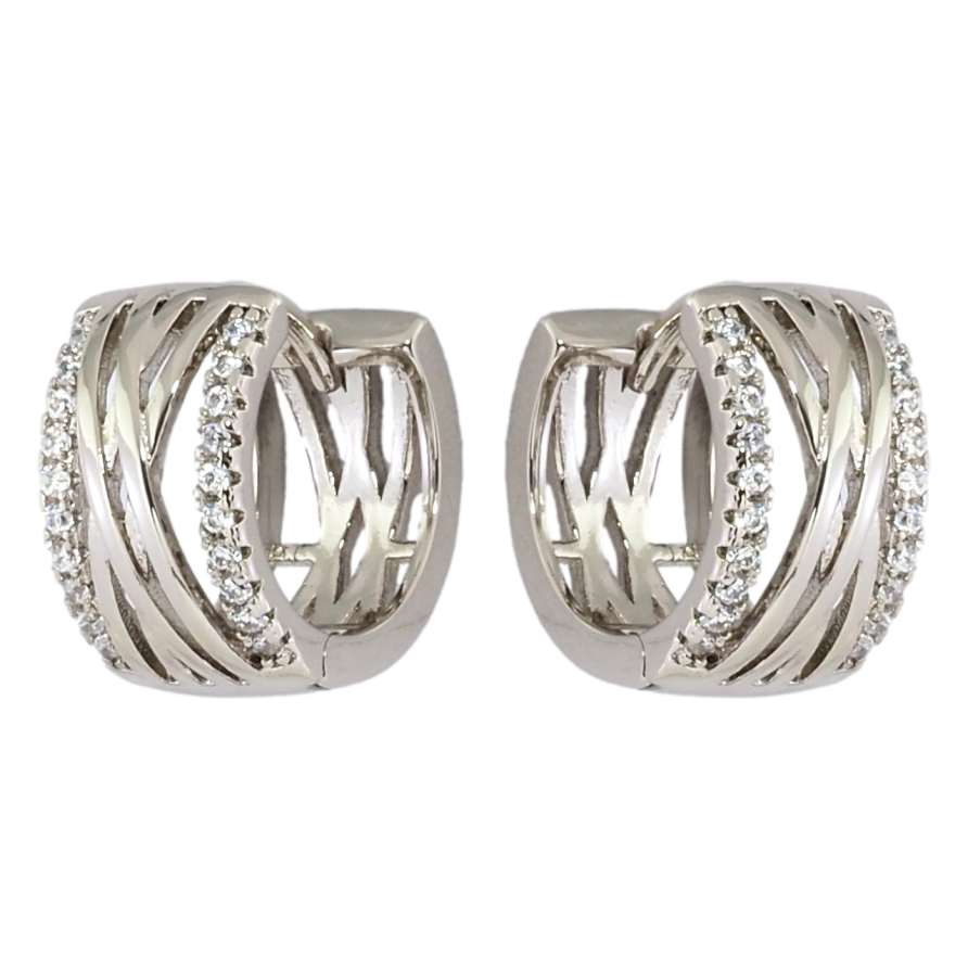 Серьги Xuping Родий колечки Узор с дорожками циркония фото №1