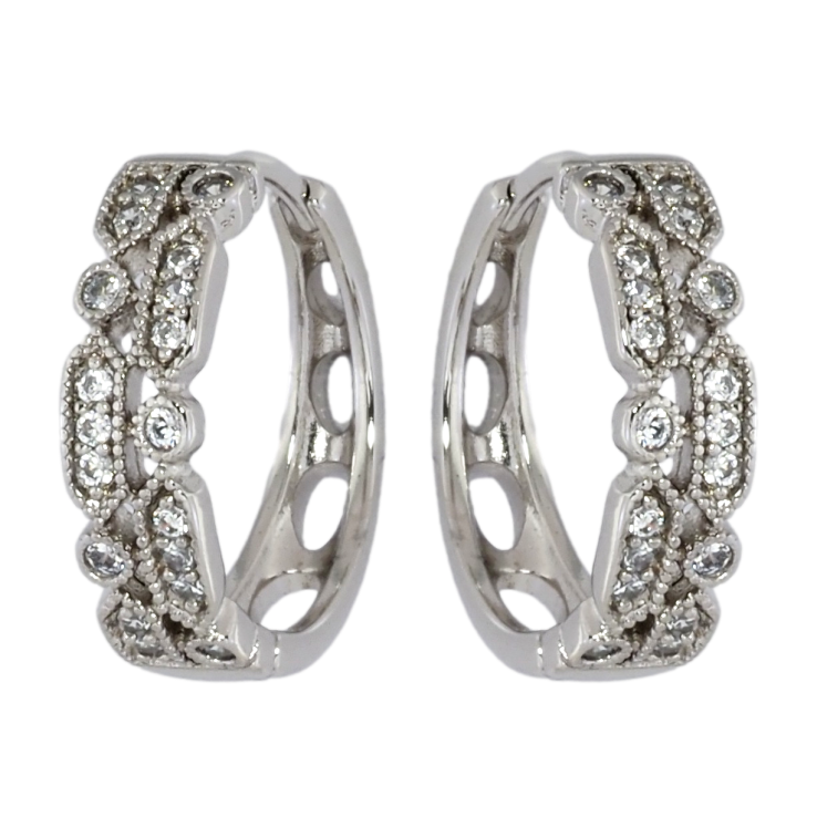 Серьги Xuping Родий колечки Узор с инкрустацией цирконием фото №11