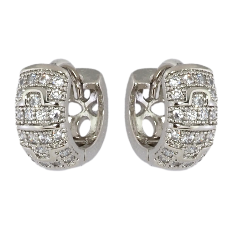 Серьги Xuping Родий колечки Узор с инкрустацией цирконием фото №1