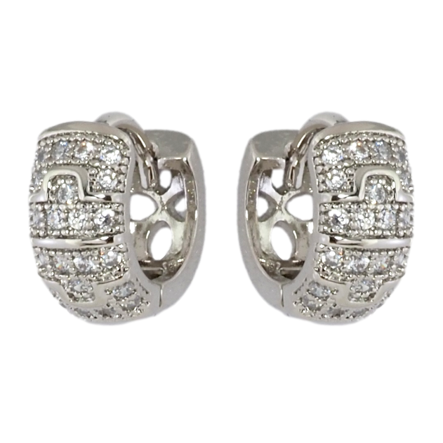 Серьги Xuping Родий колечки Узор с инкрустацией цирконием фото №1