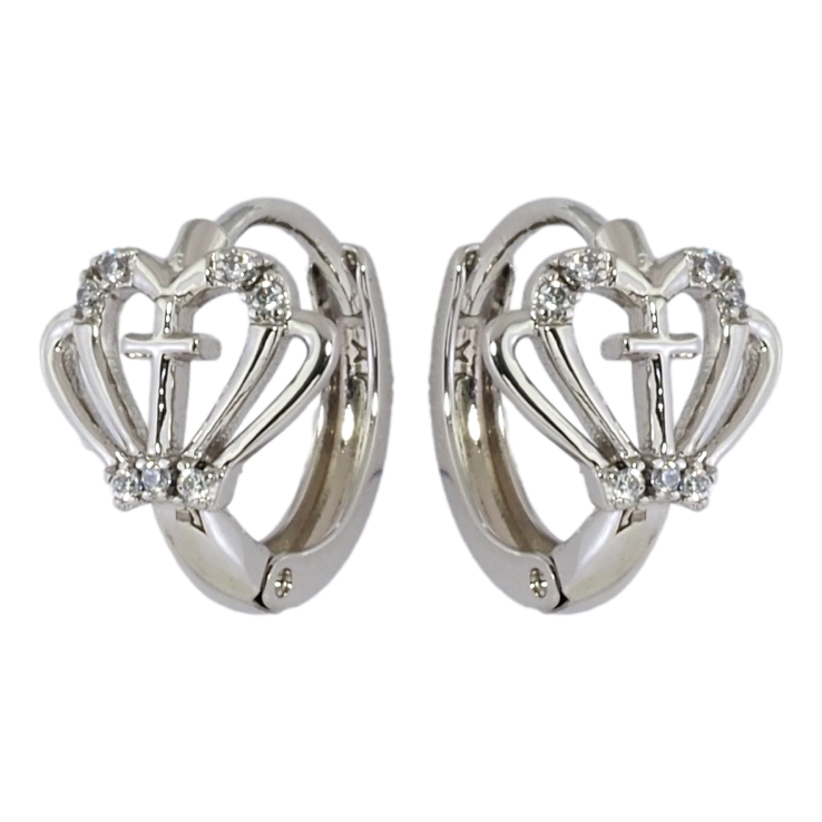 Серьги Xuping Родий колечки Узор корона с крестиком фото №13