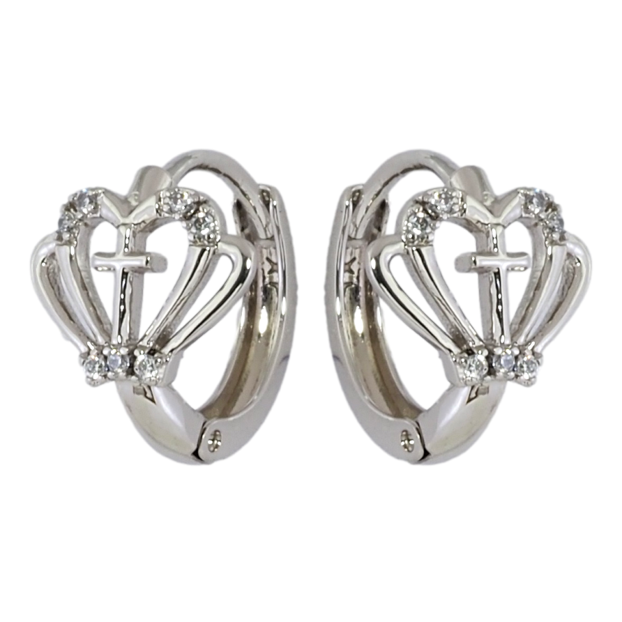 Серьги Xuping Родий колечки Узор корона с крестиком фото №1