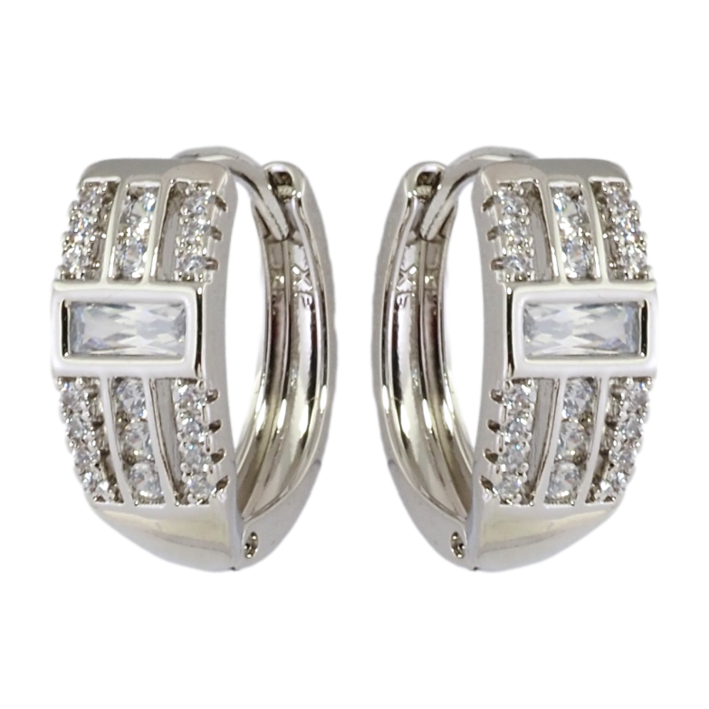 Серьги Xuping Родий колечки Узор с цирконием фото №1