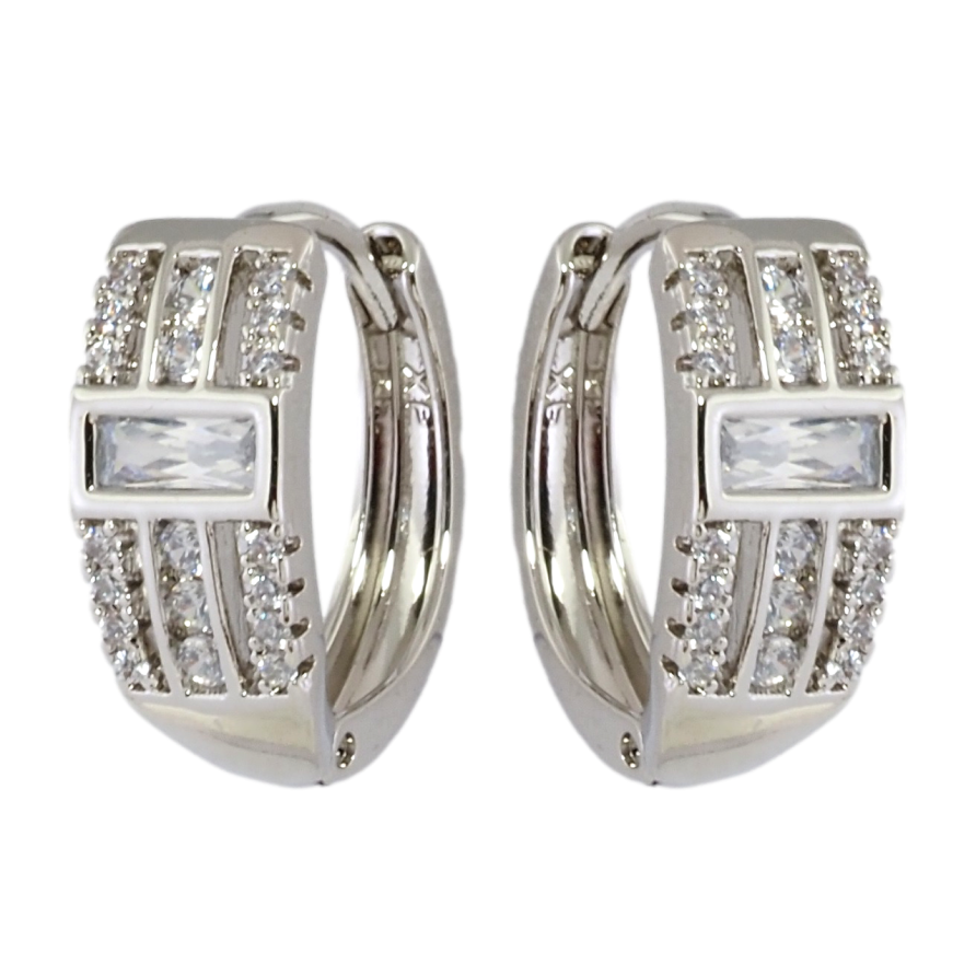 Серьги Xuping Родий колечки Узор с цирконием фото №1