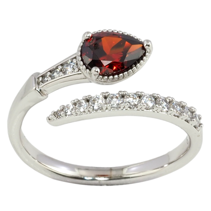 Каблучка Xuping Родій Червоний фіаніт на доріжці цирконію фото №4