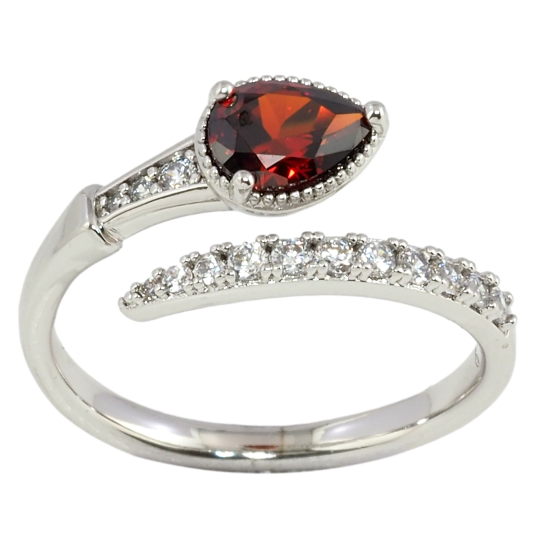 Кольцо Xuping Родий Красный фианит на дорожке циркония фото №1