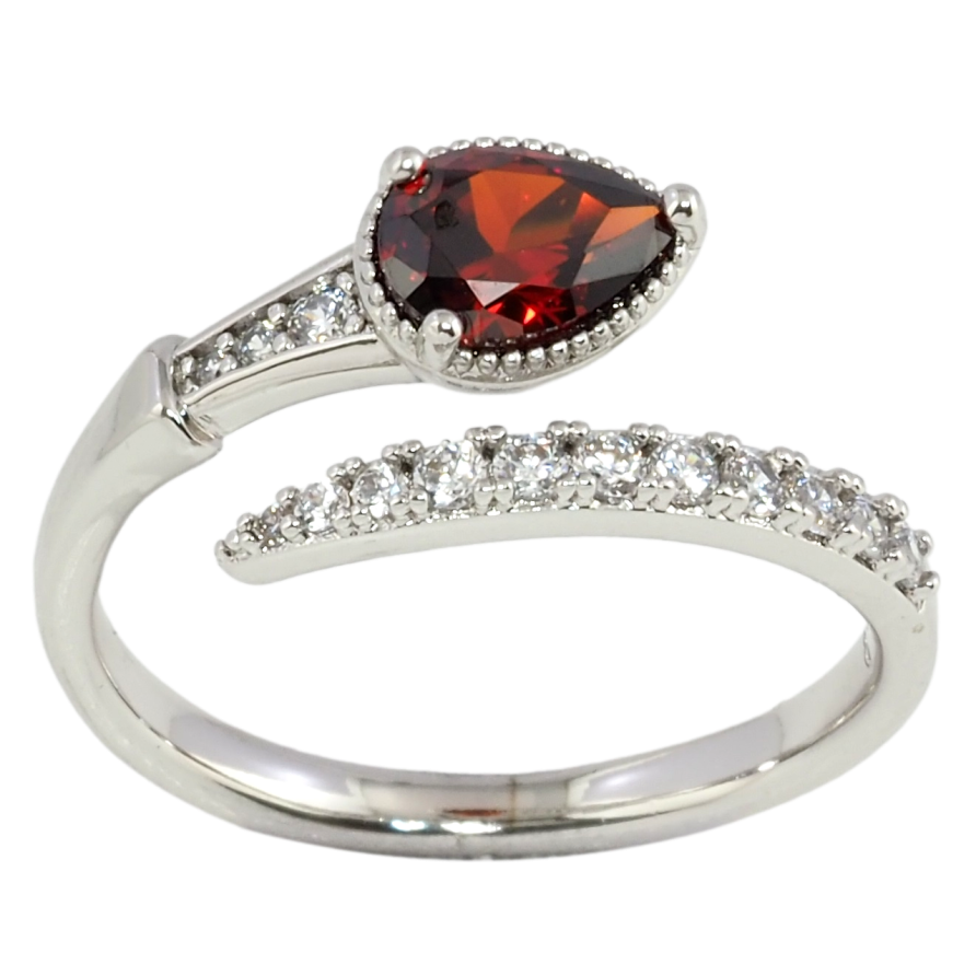 Каблучка Xuping Родій Червоний фіаніт на доріжці цирконію фото №1