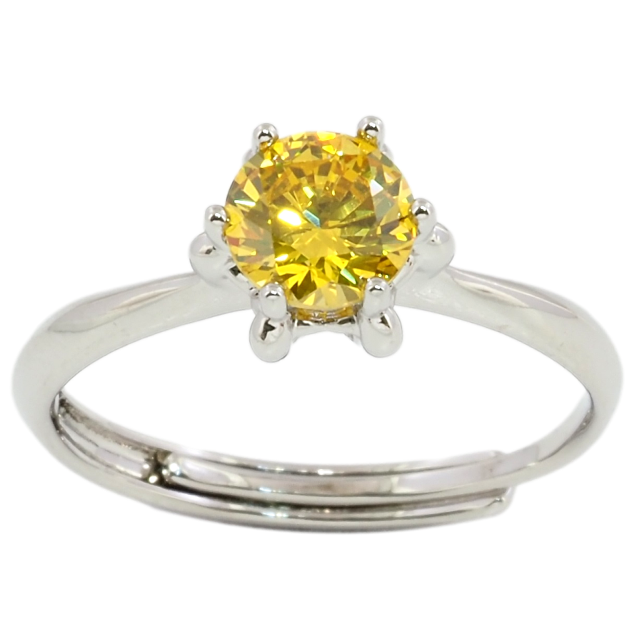 Каблучка Xuping Родій Жовтий фіаніт, ø 6мм фото №1