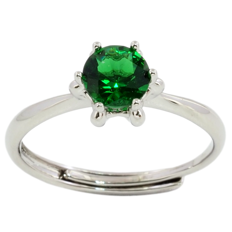 Кольцо Xuping Родий Зеленый фианит, ø 6мм фото №1