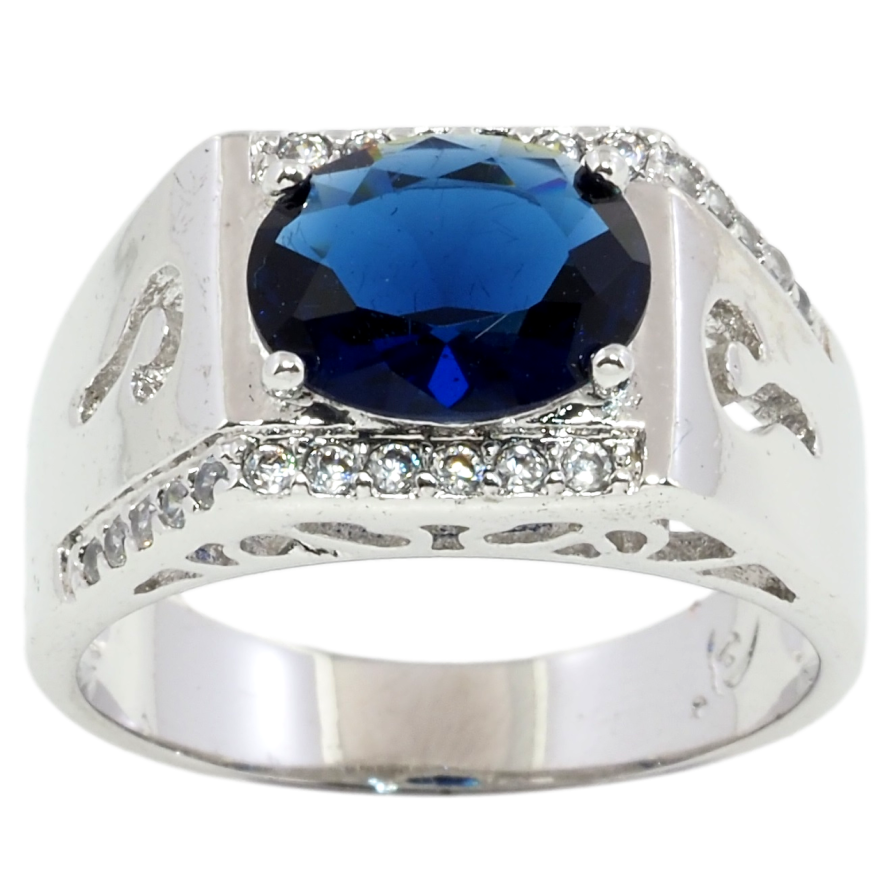 Перстень Xuping Родій Синій фіаніт з доріжками цирконію фото №1 Перстень Xuping Родій Синій фіаніт з доріжками цирконію фото №1