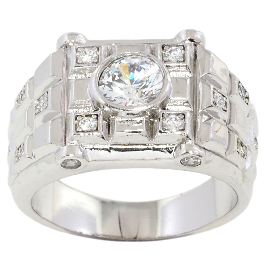 Перстень Xuping Родій Шаховий візерунок зі вставками цирконію фото №1