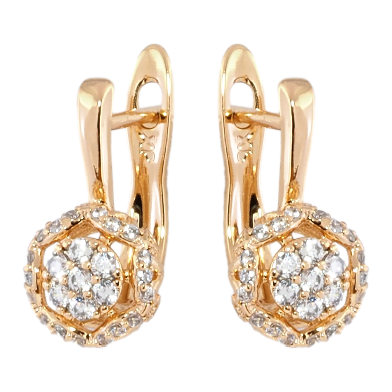 Серьги Xuping Позолота 18K английский замок Декоративный узор с цирконием фото №1