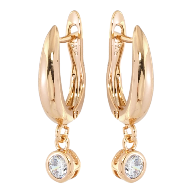 Серьги Xuping Позолота 18K английский замок Кристальные подвески, ø 5мм фото №10