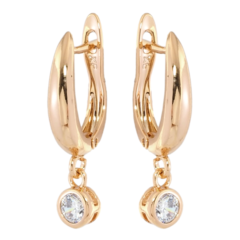 Серьги Xuping Позолота 18K английский замок Кристальные подвески, ø 5мм фото №5