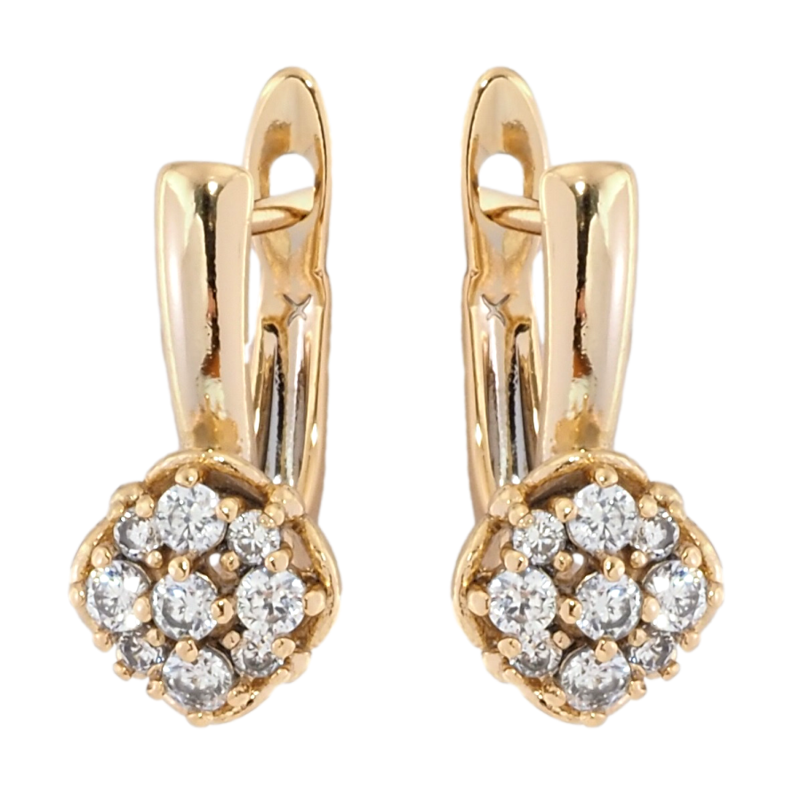 Сережки Xuping Позолота 18K англійський замок Візерунок із цирконієм фото №1