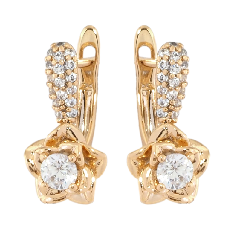 Сережки Xuping Позолота 18K англійський замок Квіточки з цирконієм фото №15