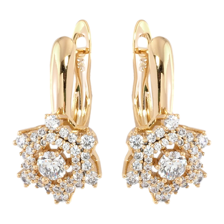 Сережки Xuping Позолота 18K англійський замок Інкрустація цирконієм фото №1