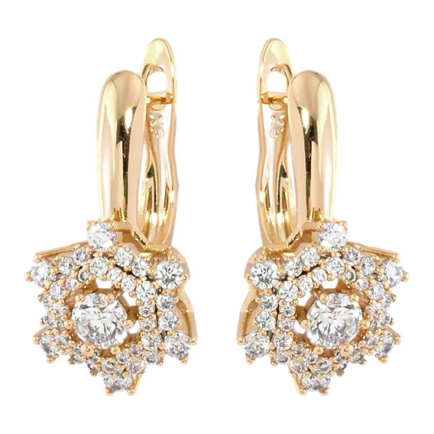 Сережки Xuping Позолота 18K англійський замок Інкрустація цирконієм фото №1