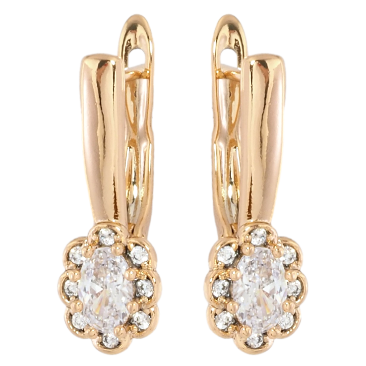 Серьги Xuping Позолота 18K английский замок Цветочки с фианитами и цирконием фото №25