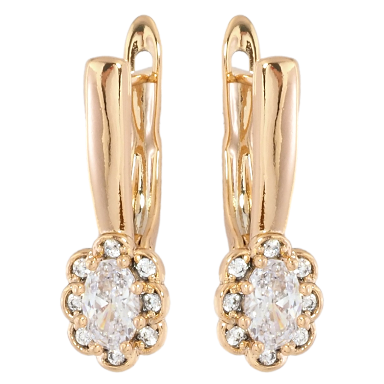 Сережки Xuping Позолота 18K англійський замок Квіточки з фіанітами та цирконієм фото №4